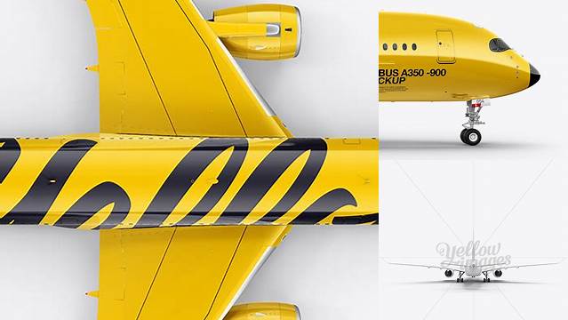 9382+ Airbus A 350-900 PSD Mockup Top View Custom Design Freebie PSD