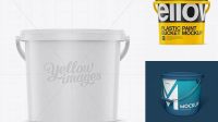 9384+ Plastic Bucket PSD Mockup Front View Eye-Level Shot Exclusive Free Photoshop Asset