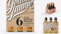 9386+ Kraft Paper 6 Pack Beer Bottle Carrier PSD Mockup Front View Free PSD for Creatives