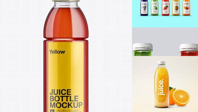 9391+ 500ml PET Juice Bottle PSD Mockup Custom Mockup PSD for Free