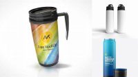 9392+ Opened Matte Thermos PSD Mockup Smart Object Free Photoshop File