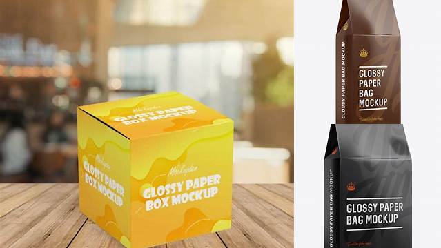 9393+ Glossy Paper Box PSD Mockup Halfside View Exclusive Layered PSD Mockup