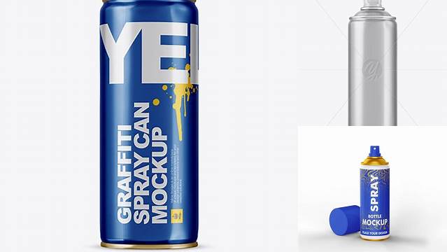 9395+ Metallic Spray Can Without Cap PSD Mockup Side View Creative Free Photoshop Template