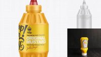 9396+ 16oz Mustard Bottle with Spout Cap PSD Mockup Photoshop Freebie