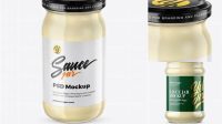 940+ Clear Glass Mayonnaise Sauce Jar PSD Mockup Modern and Unique Freebie PSD