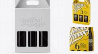 940+ White Paper 3 Pack Amber Bottle Carrier PSD Mockup Professional Quality PSD Freebie