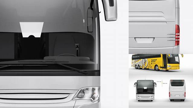 9403+ Mercedes-Benz Travego PSD Mockup Back View Fully Editable Photoshop PSD Free Download