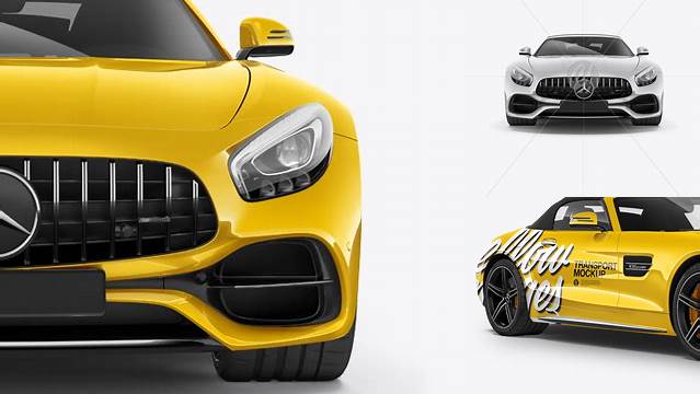 9405+ Mercedes AMG GT Roadster PSD Mockup Front View Custom Mockup Graphic Design