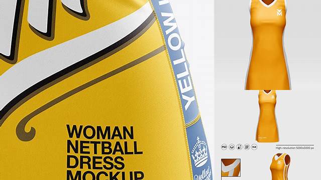 9408+ Tight Fit Netball Dress HQ PSD Mockup Back View Premium Free Graphic Resource