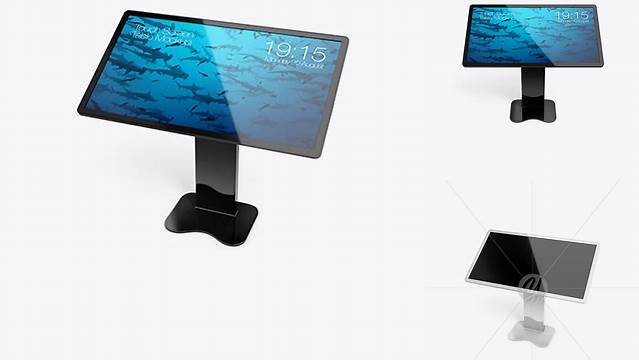 9410+ Glossy Touch Screen Display Table PSD Mockup Custom Graphic Mockup File