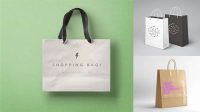 9410+ Paper Shopping Bag With Ribbon Handles PSD Mockup Front View Customizable Design Files