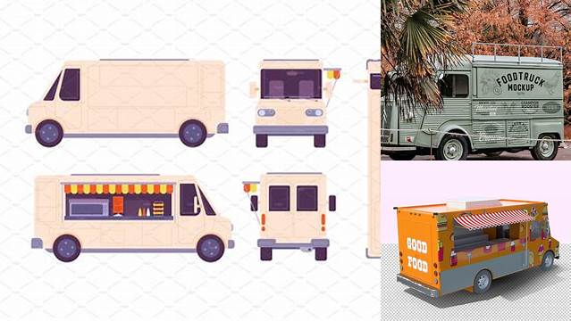 9411+ Foodtruck PSD Mockup Back View Smart Layer PSD