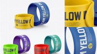 9415+ Two Rubber Slap Bracelets PSD Mockup Half Side View Fully Customizable Mockup PSD Free