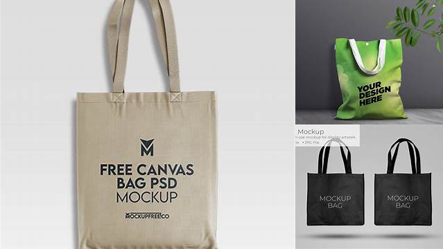 9417+ Canvas Bag PSD Mockup Top View Half Side Download Customizable PSD