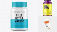 9417+ Matte Plastic Pills Bottle PSD Mockup Front View High-Angle Shot Free Graphic Mockup PSD