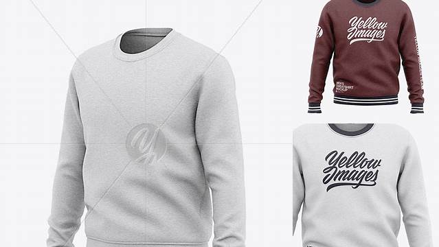 9418+ Men's Heather Crew Neck Sweatshirt Front View Photoshop Freebie