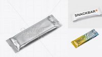 9420+ Matte Metallic Snack Bar PSD Mockup Halfside Back View High-Angle Shot Professional Design PSD