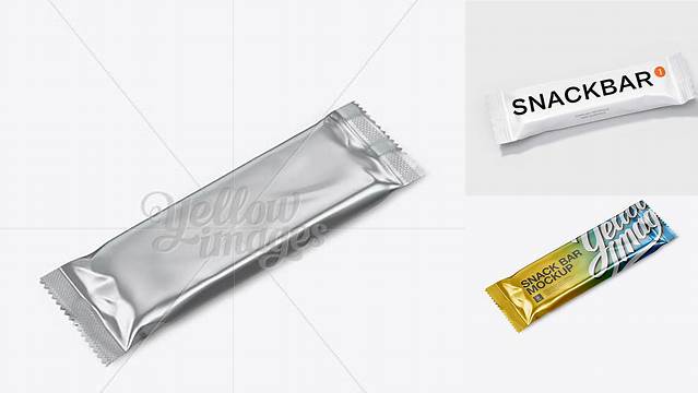 9420+ Matte Metallic Snack Bar PSD Mockup Halfside Back View High-Angle Shot Professional Design PSD