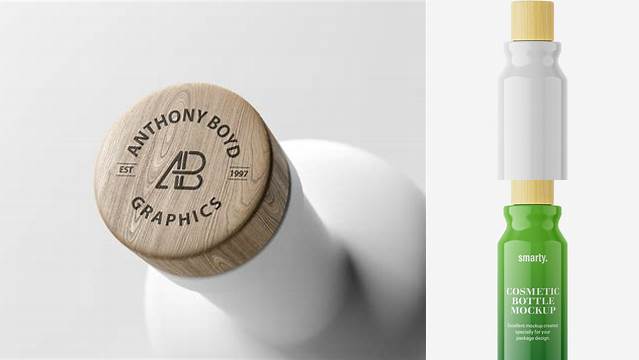 9423+ Glossy Bottle With Wooden Cap PSD Mockup Exclusive Free PSD Mockups