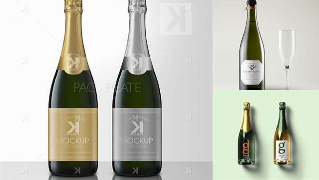 9427+ Champagne Bottle PSD Mockup High-Resolution PSD Download