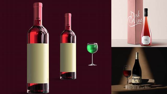 9427+ Dead Leaf Burgundy Bottle PSD Mockup Modern Free PSD Template