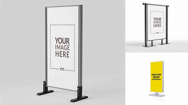 9428+ Advertising Stand PSD Mockup Half Side View Advanced Editable PSD