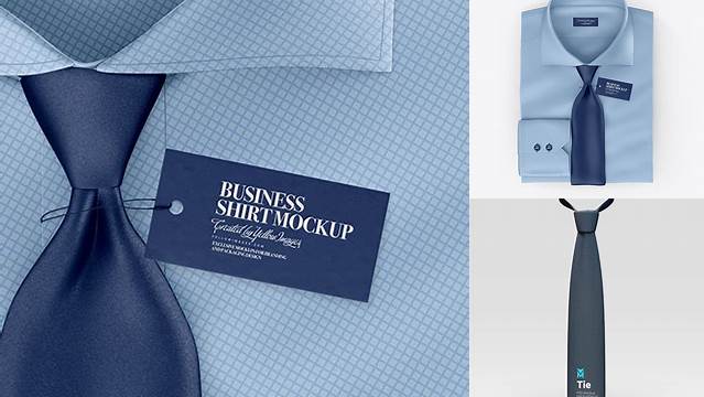 9428+ Folded Shirt With Tie PSD Mockup Top View Versatile Mockup for Designers