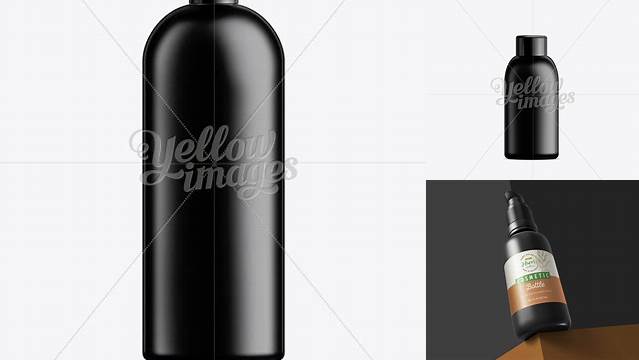 943+ Black Plastic Cosmetic Bottle with Cap 100 ml Smart Editable Design Mockup