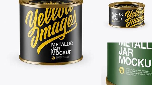 9436+ Metallic Storage Jar with Paper Label PSD Mockup High Angle Shot High-Quality Editable PSD