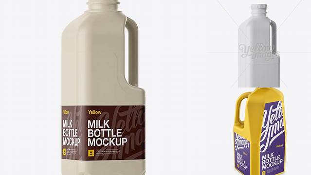 9438+ Matt Plastic Milk Jug PSD Mockup Halfside View Free Graphic Mockup PSD