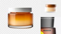 9439+ Dark Frosted Amber Glass Cosmetic Jar PSD Mockup Premium Quality PSD Freebie