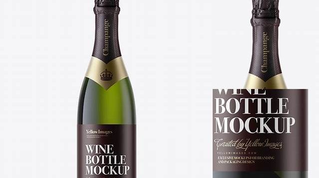 9441+ Green Glass Champagne Bottle with Textured Foil PSD Mockup High-Resolution Editable PSD