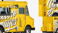 9443+ Foodtruck PSD Mockup Back Half Side View Layered PSD for Easy Editing