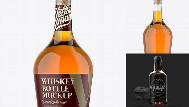 9444+ 750ml Duplicado Bottle With Whiskey PSD Mockup Downloadable PSD Design Template