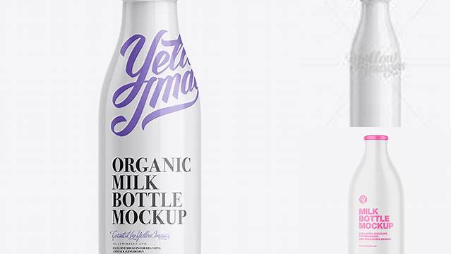 9444+ Glossy Milk Bottle with Foil Lid PSD Mockup Download Now High-Quality PSD Template