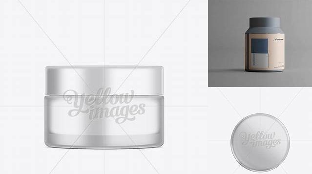 9450+ 150ml Matte Glass Doublewall Jar with Plastic Lid PSD Mockup Premium Freebie for Designers