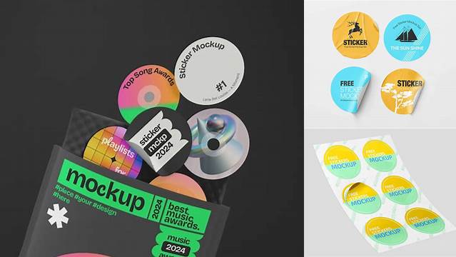 9455+ Sticker Pack Mockup Downloadable PSD Design Template