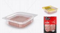 9459+ Plastic Tray with Sliced Ham PSD Mockup Half Side View PSD Free Download