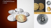 9459+ Silver Bitcoin PSD Mockup Exclusive Editable PSD File