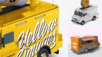 946+ Foodtruck PSD Mockup Half Side View High-Angle Shot Include TIFF