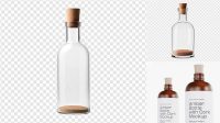 9464+ Amber Bottle with Cork Stopper PSD Mockup Photoshop Resource Free