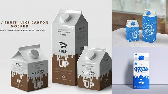 9469+ 200ml Milk Carton Package PSD Mockup Back 3/4 View Free Mockup PSD Template