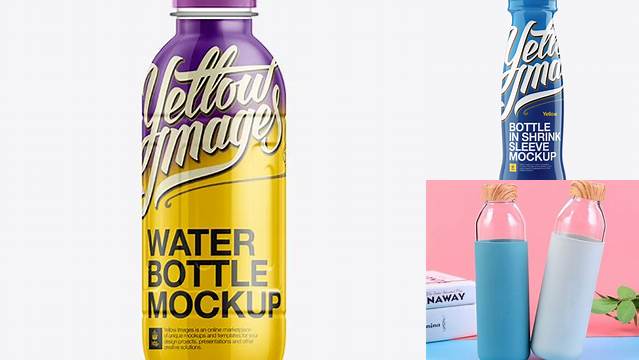 9471+ Plastic Bottle With Shrink Sleeve PSD Mockup High-Resolution Graphic