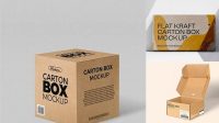 9473+ Kraft Carton Box PSD Mockup Half Side View Smart Design Template Free