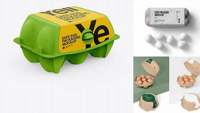 9480+ 6 Egg Carton PSD Mockup Front 3/4 View Digital Download