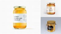 9484+ Glass Pure Honey Jar PSD Mockup Smart Layer Mockup Free