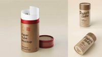 9484+ Small Kraft Paper Tube PSD Mockup – Front View Editable Graphic Free PSD