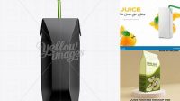 9487+ 250ml Black Juice Carton Package with Straw PSD Mockup Best for Showcase