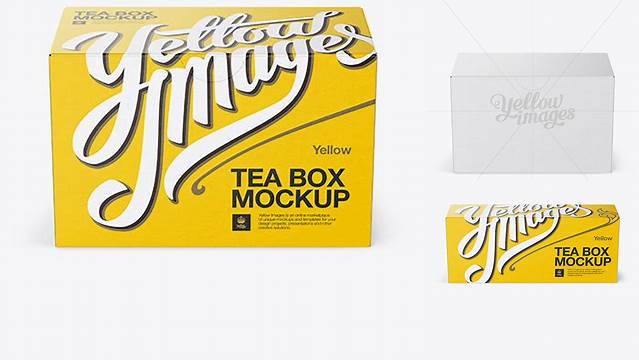 9488+ Teabags Carton PSD Mockup Front View High-Angle Shot Premium Quality PSD Freebie