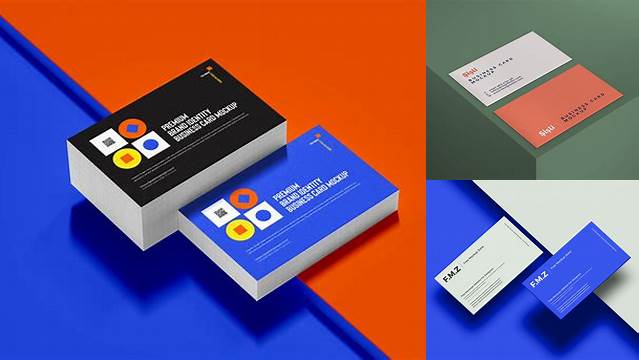 9489+ Business Card in Cover PSD Mockup Half Side View Free Premium Photoshop Template Download